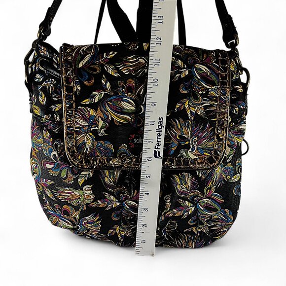 Sakroots Convertible Backpack Shoulder Crochet Stitching Charms Canvas Purse - Picture 12 of 16